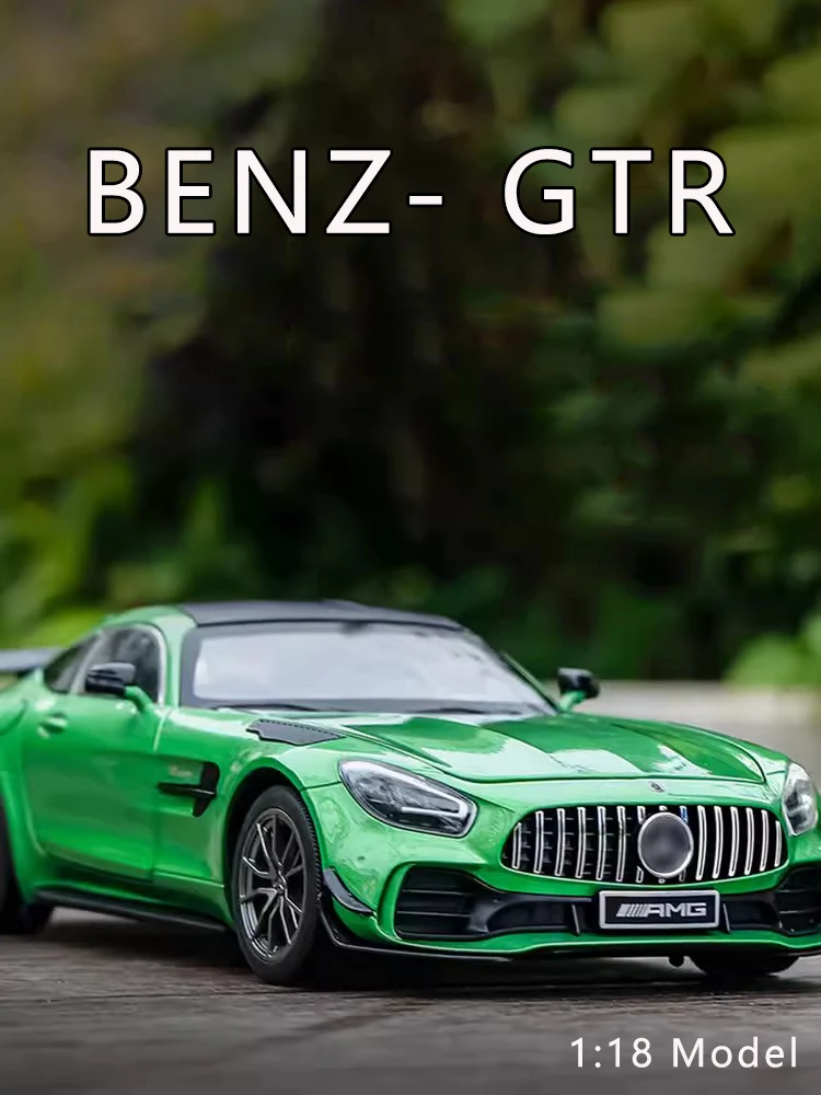 1:18 Benz Gtr Alloy Car Model Simulation Sound And Light Pull-Back Toy Car Large Metal Sports Car Boys Collection Ornaments Gift