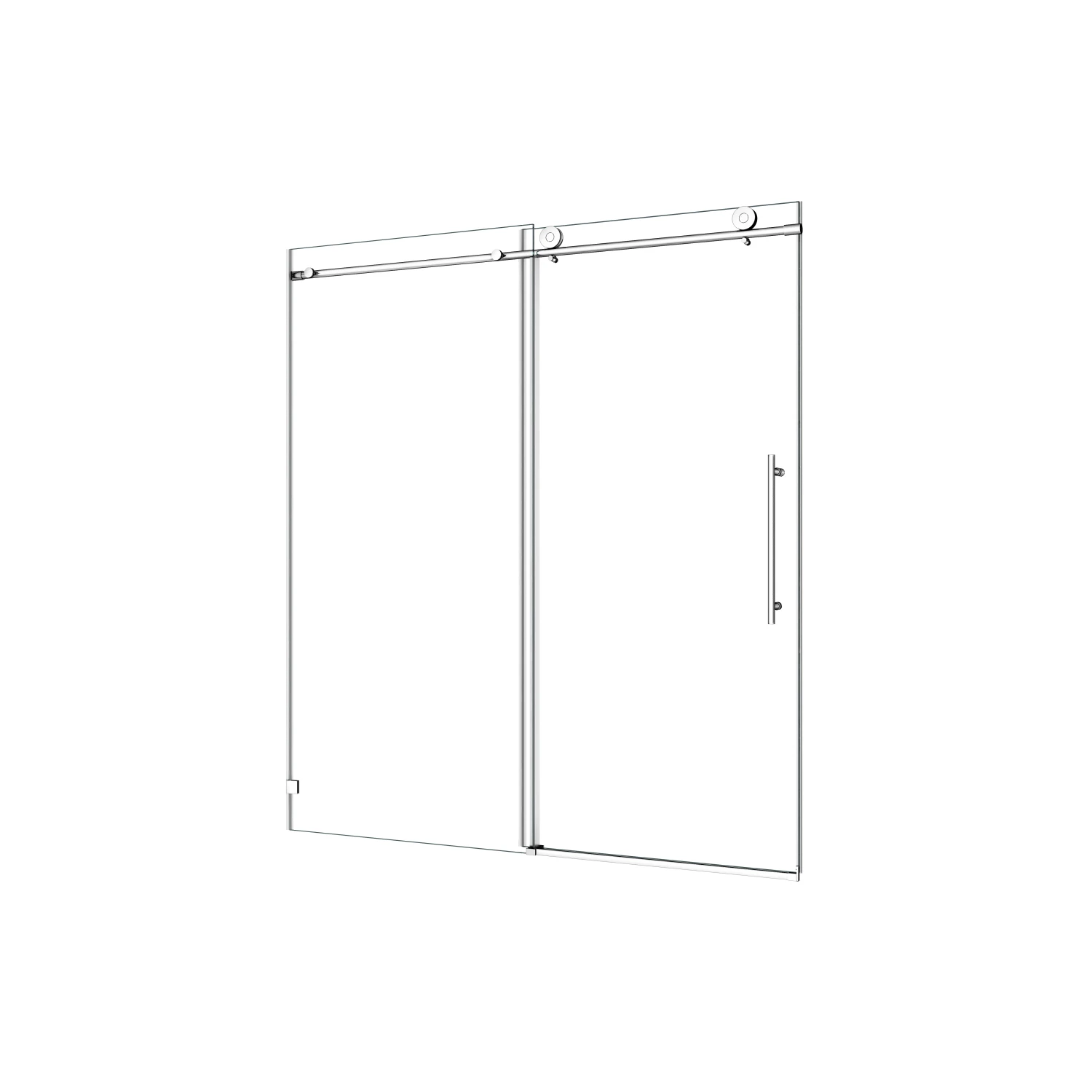 

Chrome Frameless Shower Door with Stainless Steel Large Pulleys and Soft Closing Function