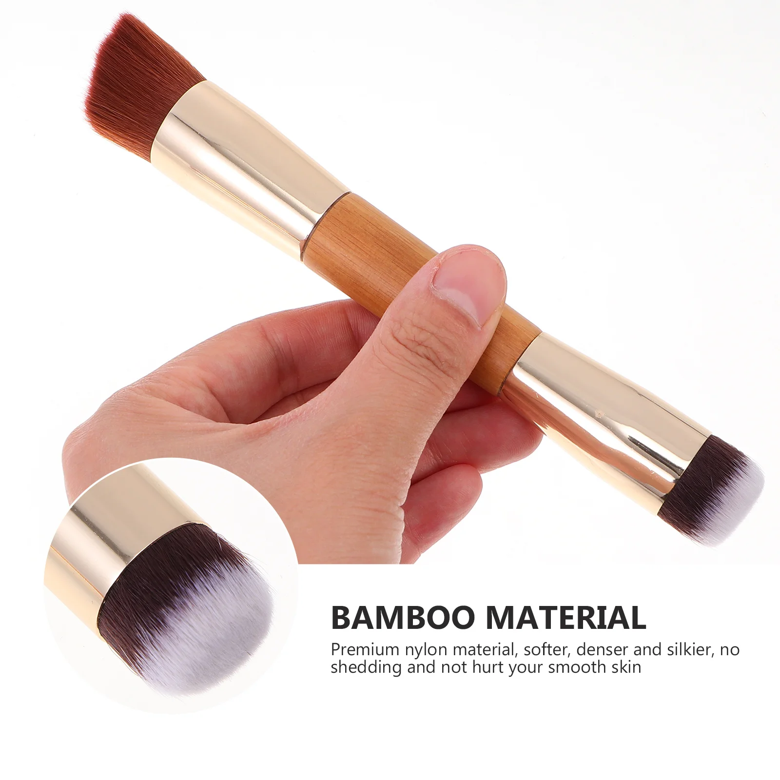 Pennello per sfumatura a doppia estremità, 2 pezzi, setole in nylon morbide e dense per fondotinta, fard, polvere libera, applicazione professionale del trucco