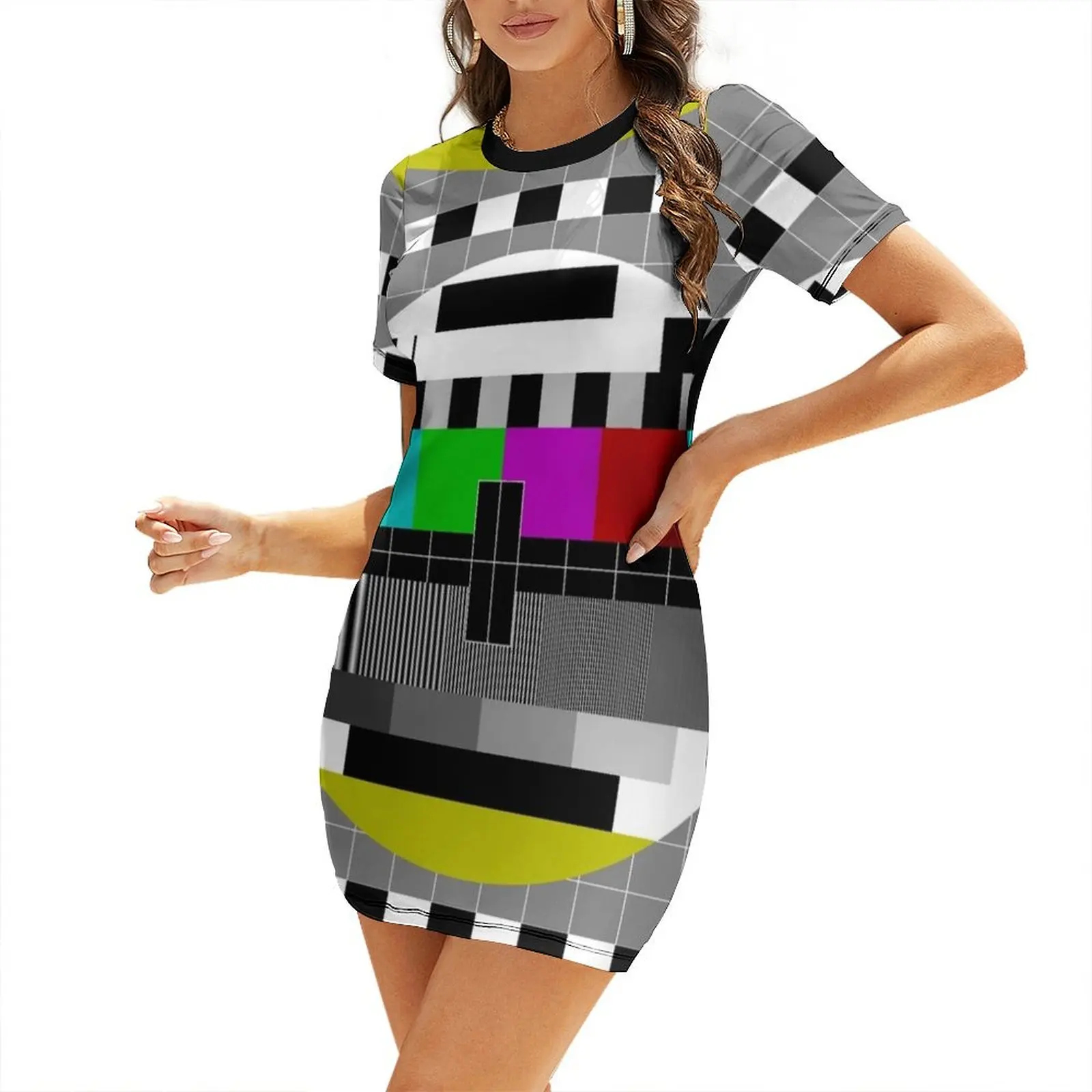 

tv test screen Short-Sleeved Dress elegant guest wedding dress elegant party dress for women 2025