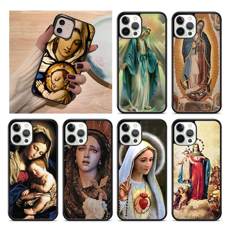 Coque de téléphone Sainte Mère Vierge Marie pour iPhone, Chrétien, 15, 16, 14, Poly XS, 11, 12, 13, Mini, Pro, MAX Plus