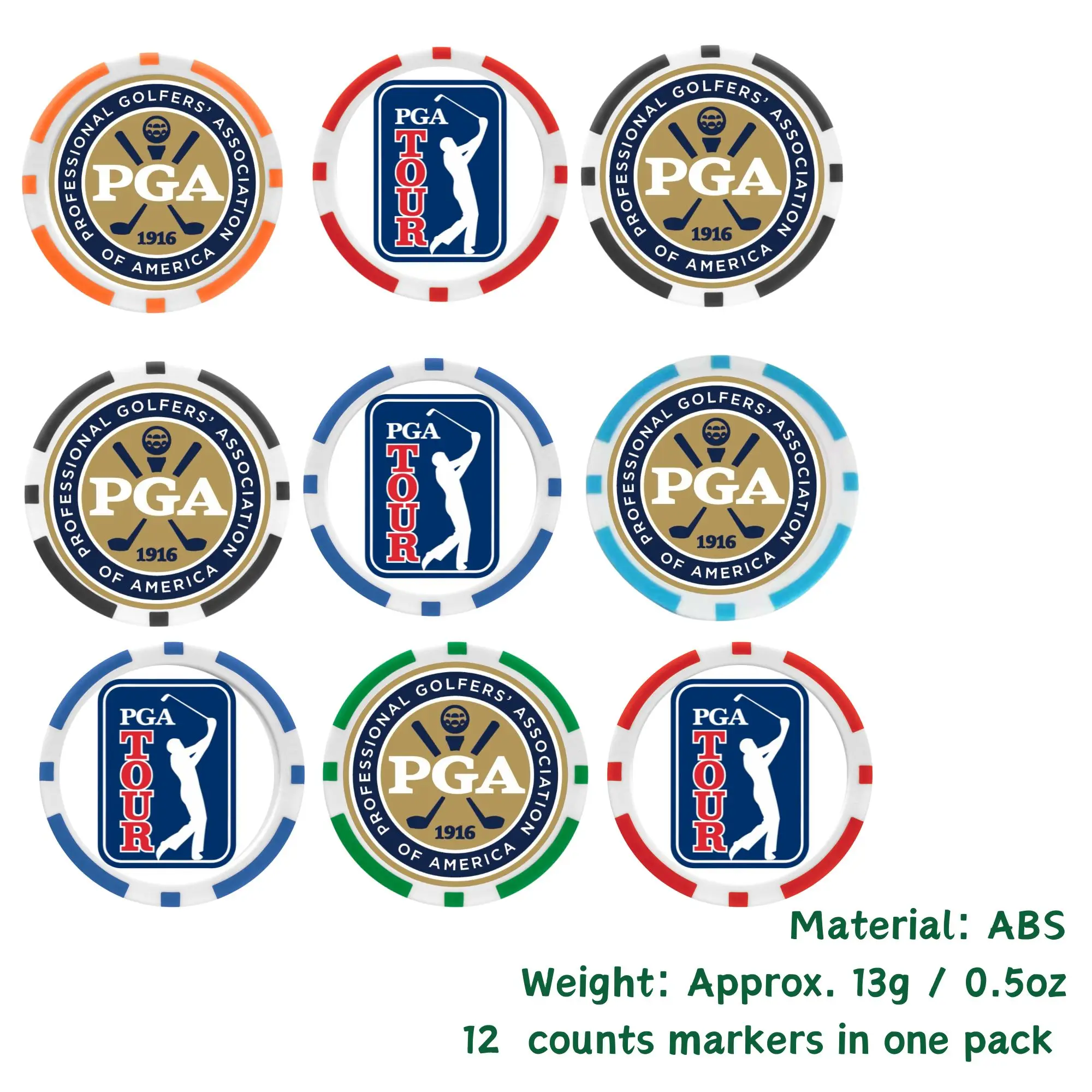 9 قطع من علامات كرات البوكر الجولف EA ABS، الأكثر مبيعًا، مع علامة كرة شرائح الجولف PGA، هدية رائعة لمحبي الجولف للأب