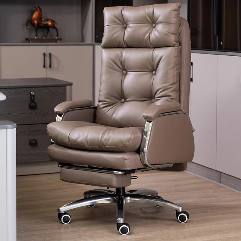 

Back Rest Leather Office Chair Massage Armrest Luxurious Rotating Executive Chair Unfolding Lumbar Support Chaises Furniture