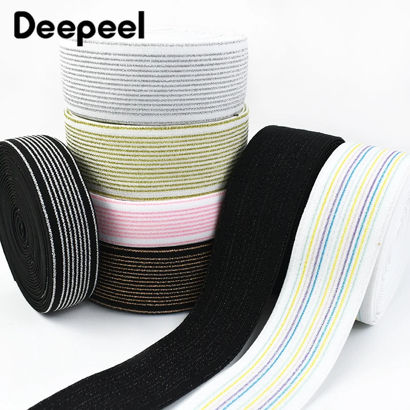 2/5/10M 25/40mm Nylon Elastic Band Stripe Stretch Rubber Bands Bright Silk Decor Pants Dress Belt Elasticity Lace Trim Tape