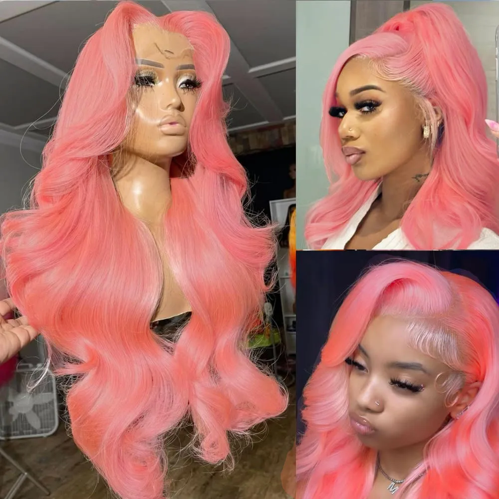 핑크색 바디 웨이브 인모 가발 13X6 HD 레이스 프론탈 가발 30 32인치 13X4 레이스 프론트 가발 180% 밀도 브라질리언 헤어 여성용