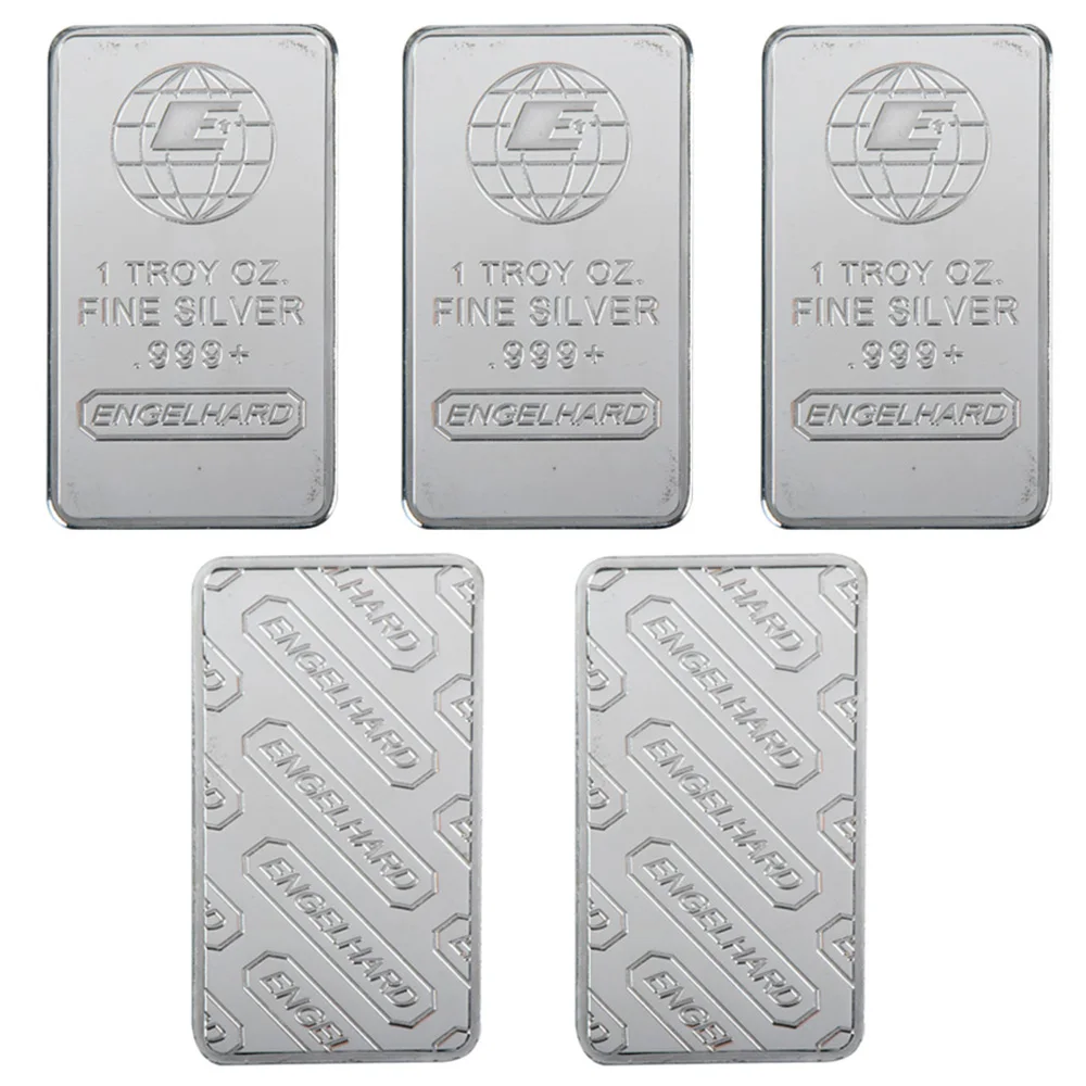 5pcs Vintage Bullion Replica Ingot Engelhard Pattern Metal Bars Collectible Souvenir Commemorative Coin Craft for Home Display