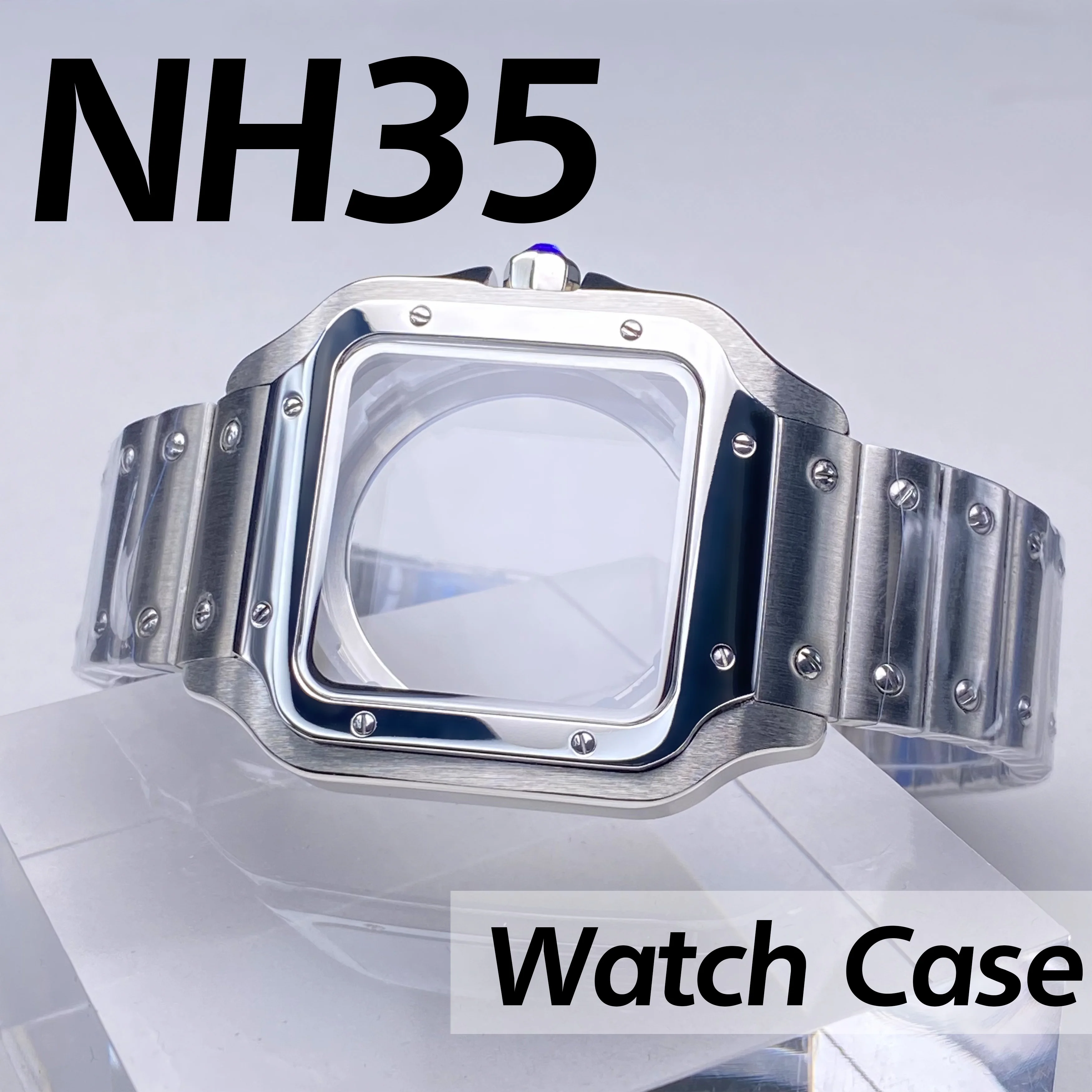 

38mm Square Watch Case Stainless Steel Santo Case NH35 Modification Parts Sk Sant Mod Accessories NH36 NH35 Movement Watch Case