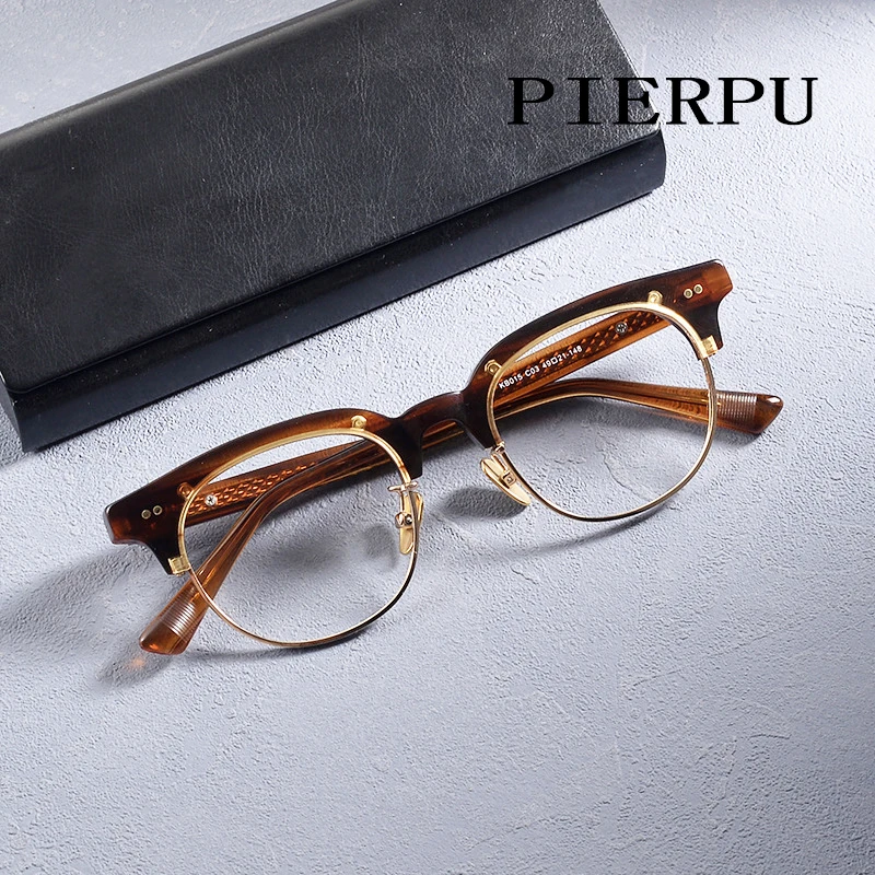 

Vintage brand High quality Optical Spectacles EyeGlasses Acetate Half frame Women Men Reading Myopia Prescription Eyeglasses