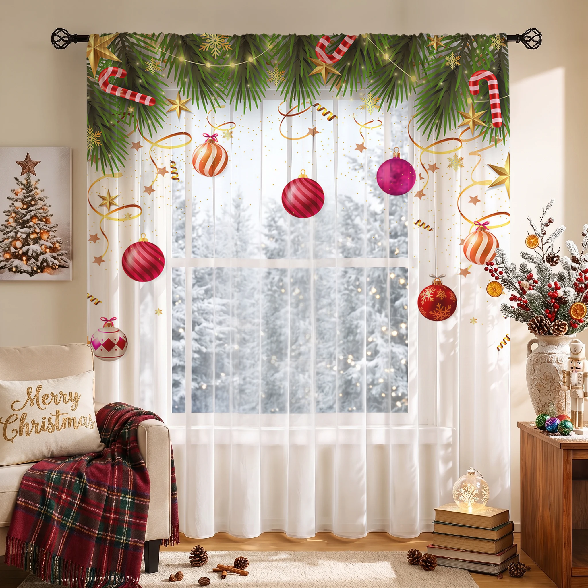 Christmas Sheer Curtains Rod P - огляд і ціна Curtain Rods
