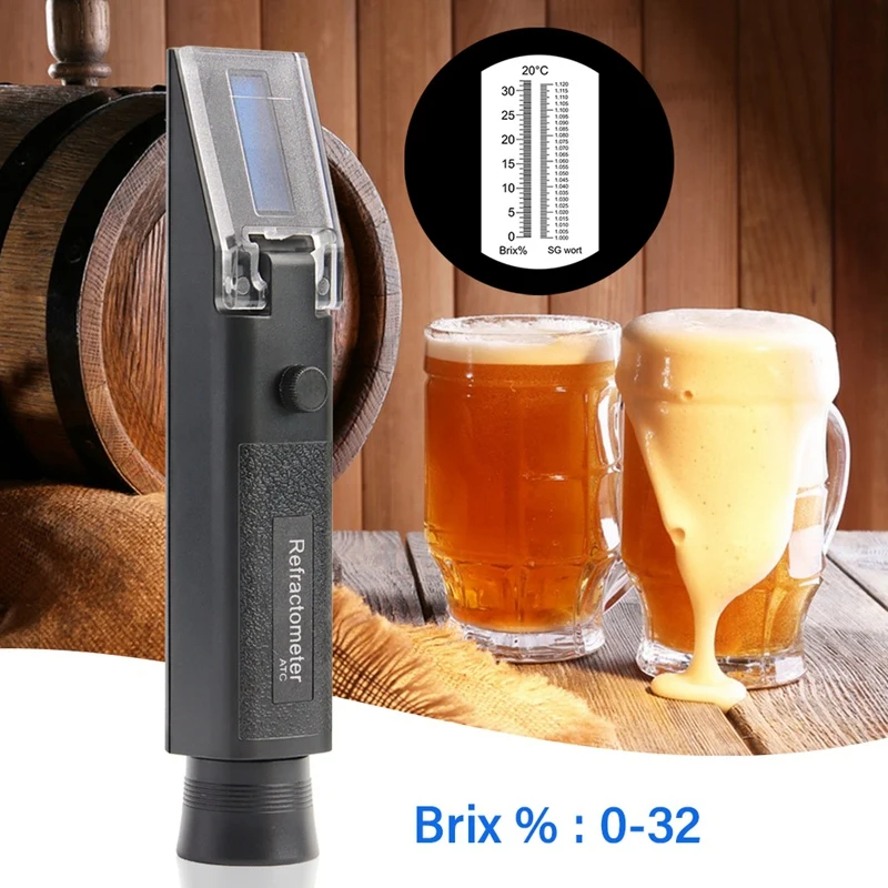 Black Refractometer Beer Brix Wort Sugar Alcohol Meter 0-30%1.000-1.120 SG Specific Gravity Handheld Tool Hydrometer Tester