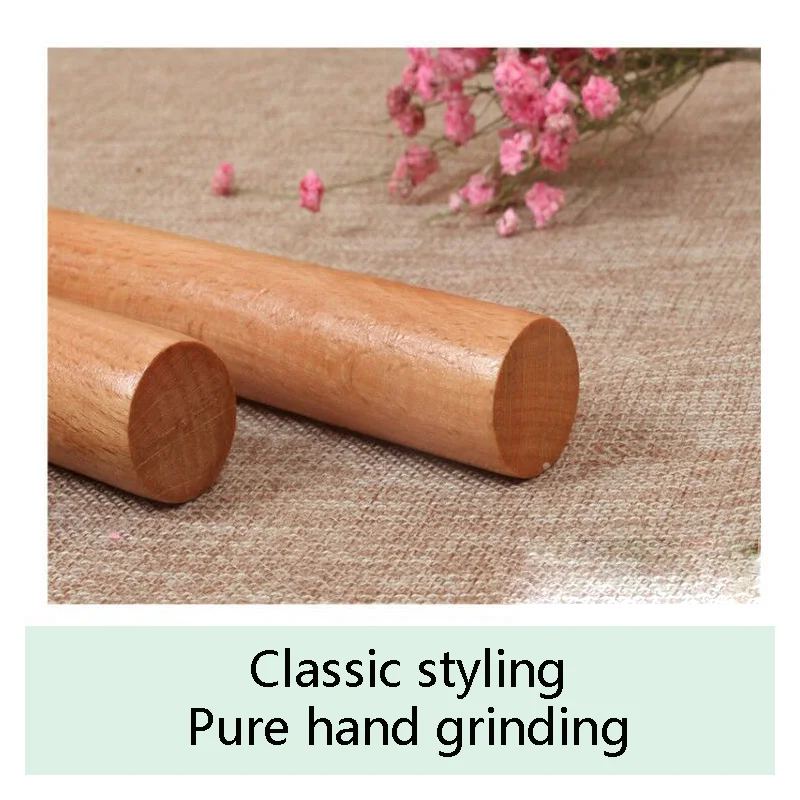 16/25/30/40CM Solid Wood Rolling Pin Kitchen Beech Baking Tools Crafts Baking Fudge Cake Decorative Pressing Stick