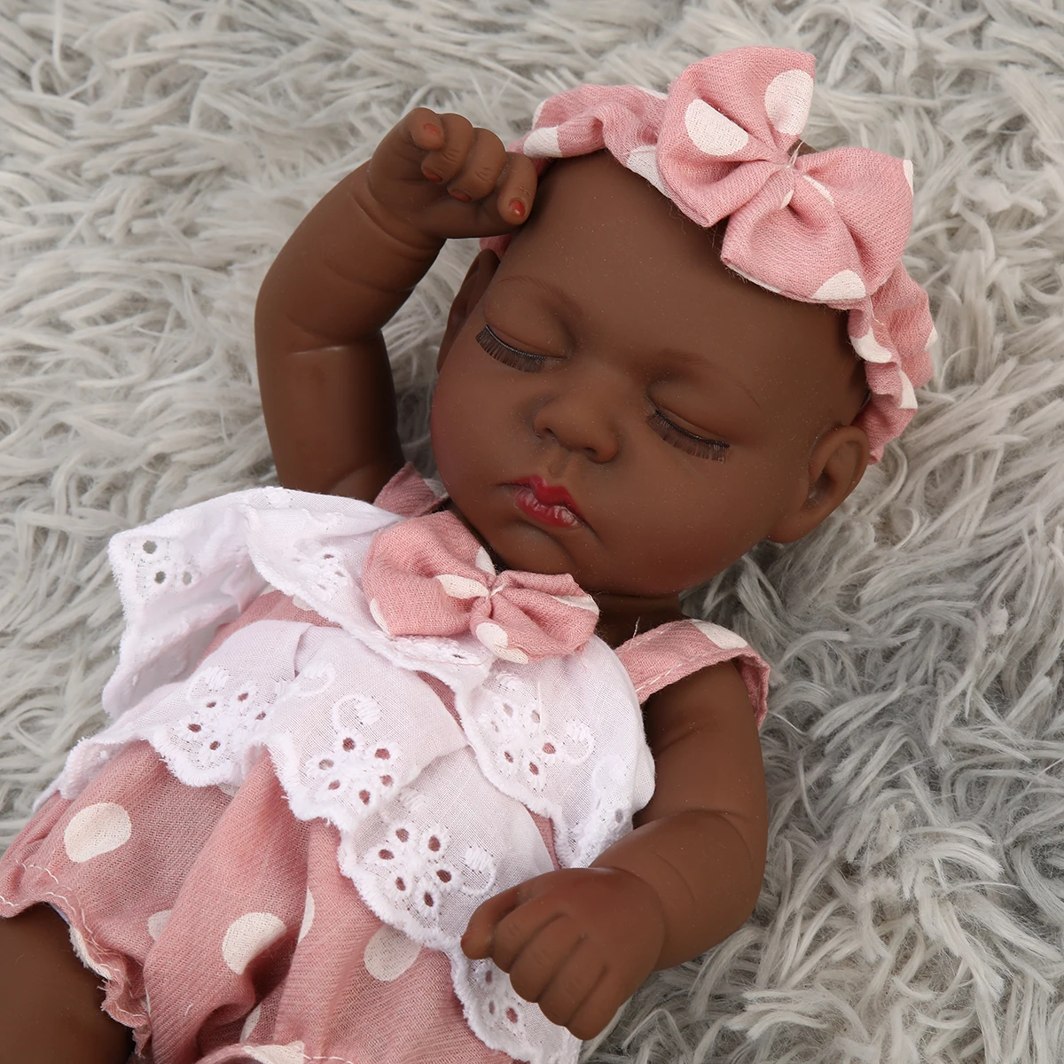 Black Skin 30cm Newborn Reborn African Doll Close Eyes Smile Lifelike Soft Vinyl Dolls Gift Toys Dolls for  Birthday Gifts Toys