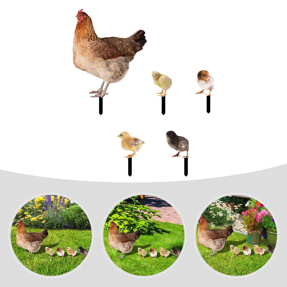 

Acrylic Chicken Stake Decorations Durable Double-sided Pattern for Garden Yard Lawn Ornaments Outdoor Adornment Hen Sign