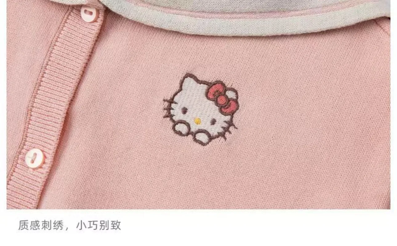 Sweet Hello Kitty Anime Kawaii Sanrio Ins Fashion Long Sleeve Coat Cute Cartoon  T Shirt Fashion Jacket Clothing Gifts for Kids