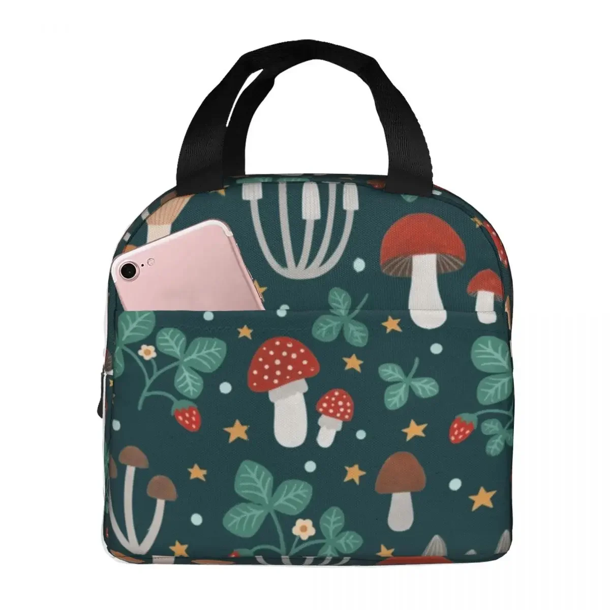 

Lunch Bag for Women Kids Magic Forest Psychedelic Mushroom Insulated Cooler Bags Waterproof Picnic Canvas Lunch Box Handbags