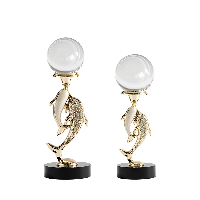 

Step by step, high-end crystal ball dolphin light luxury high-end sense niche living desktop ornament