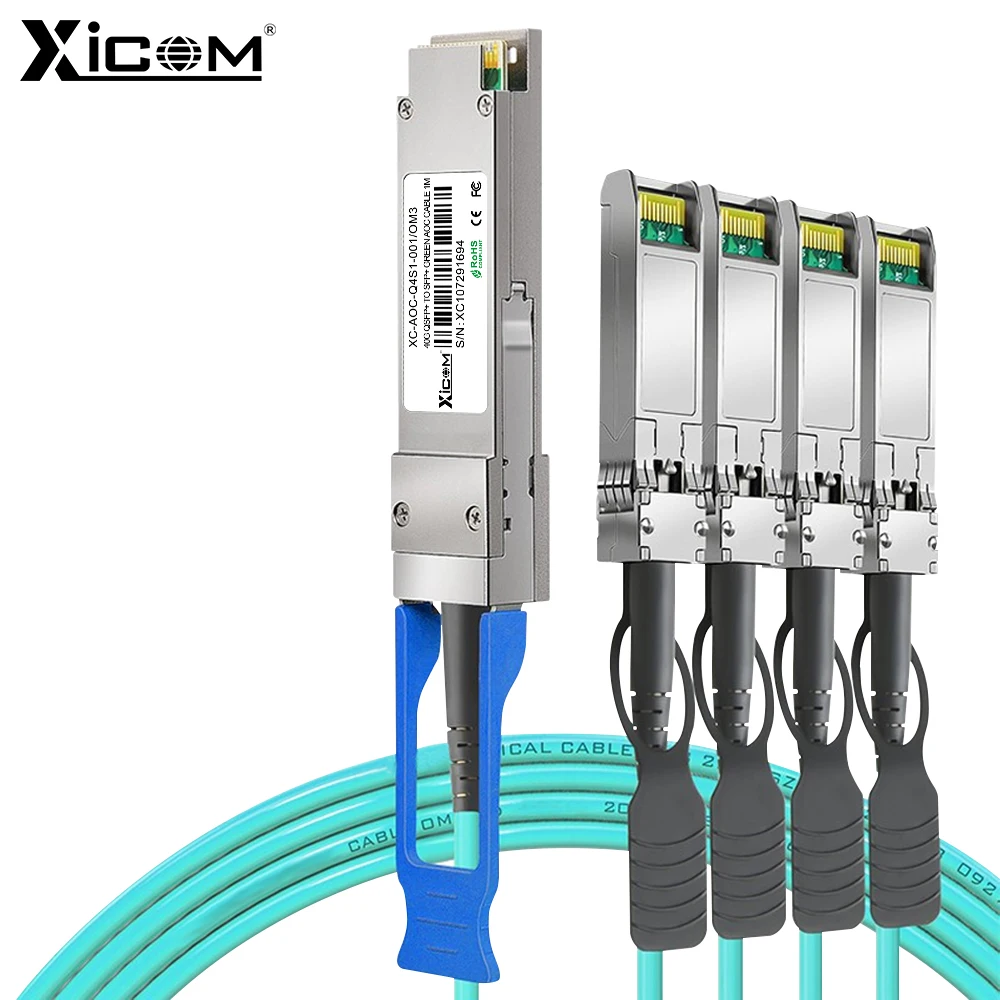 Xicom 40Gbps QSFP+ To 4 SFP+ Active Optical Cable OM3 LSZH 1-20M AOC Breakout Cord for Data Center Switch 40G 10G Ethernet
