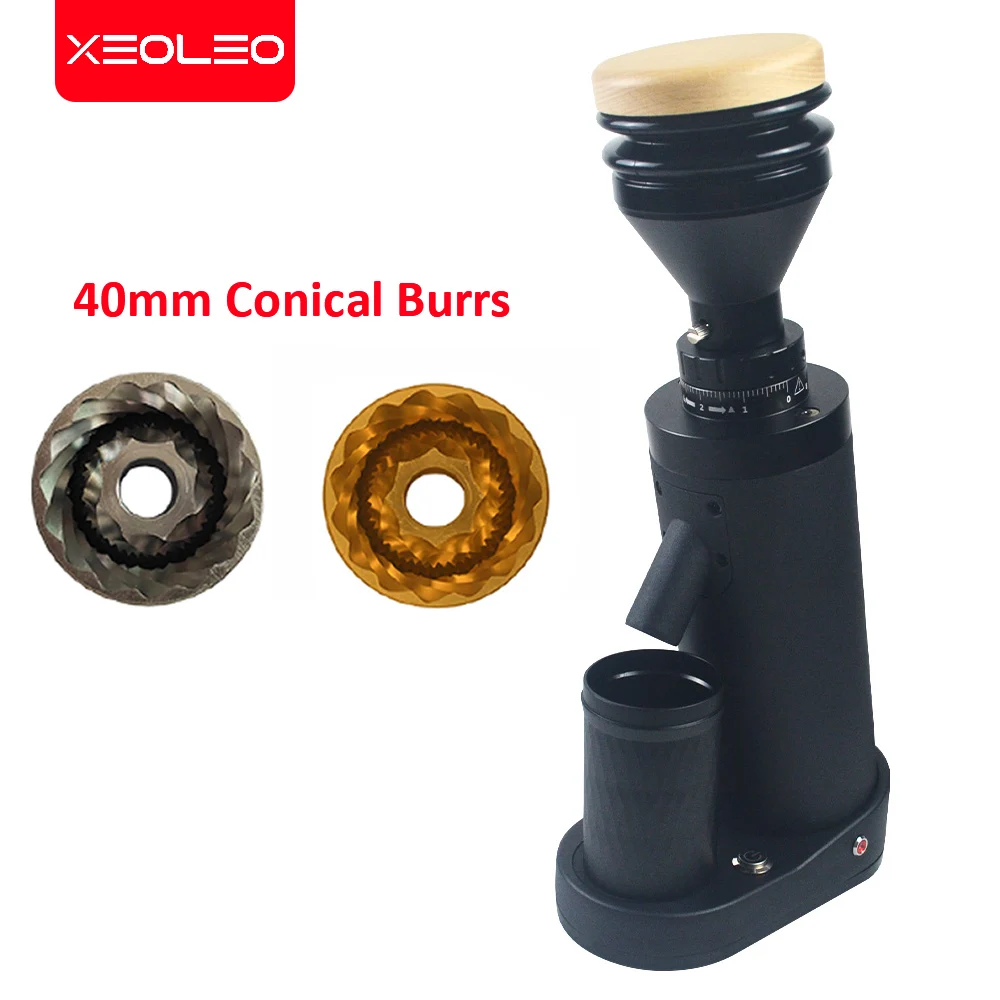 Xeoleo Household 150W Coffee Bean Grinder Fineness Adjust Dial 40mm Conical Titanium Burrs Coffee Miller Grinder Machine