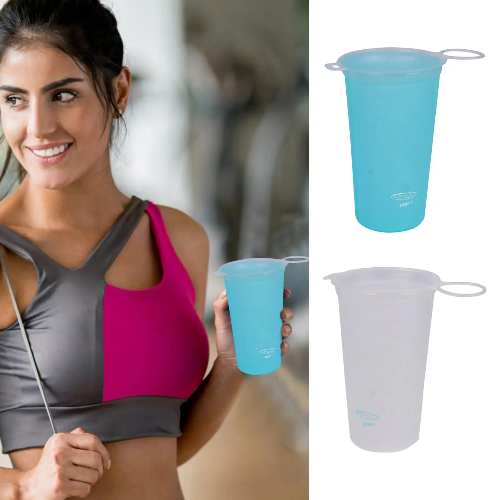 Foldable Water Drink Cup 200ml Large Mouth Outdoor Camping Water Drinking Bottle for Running Picnics Cycling