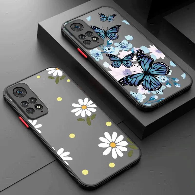 Fasion Flower  Skin Matte Phone Case For Xiaomi Redmi Note 12 11 10 9 Pro 5G 10C 9s 7 8 8T 9A 9C 9T K40 Cover Coque Funda