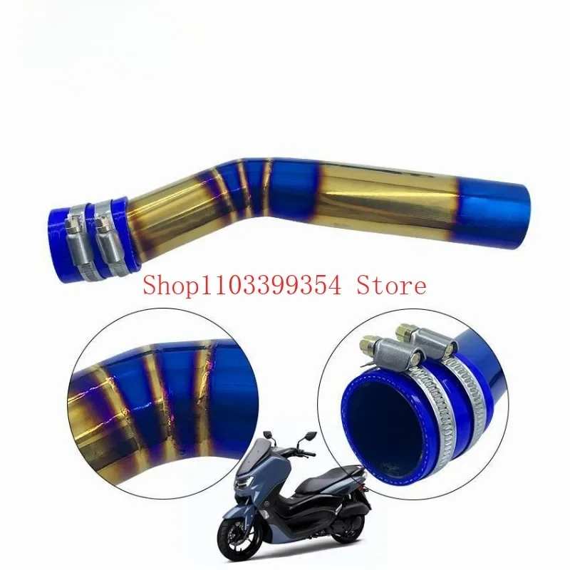 Suitable for NMAX155 2017-2021 Motorcycle Modification, Accessories Stainless Steel Fired Blue Air Filter Intake Pipe