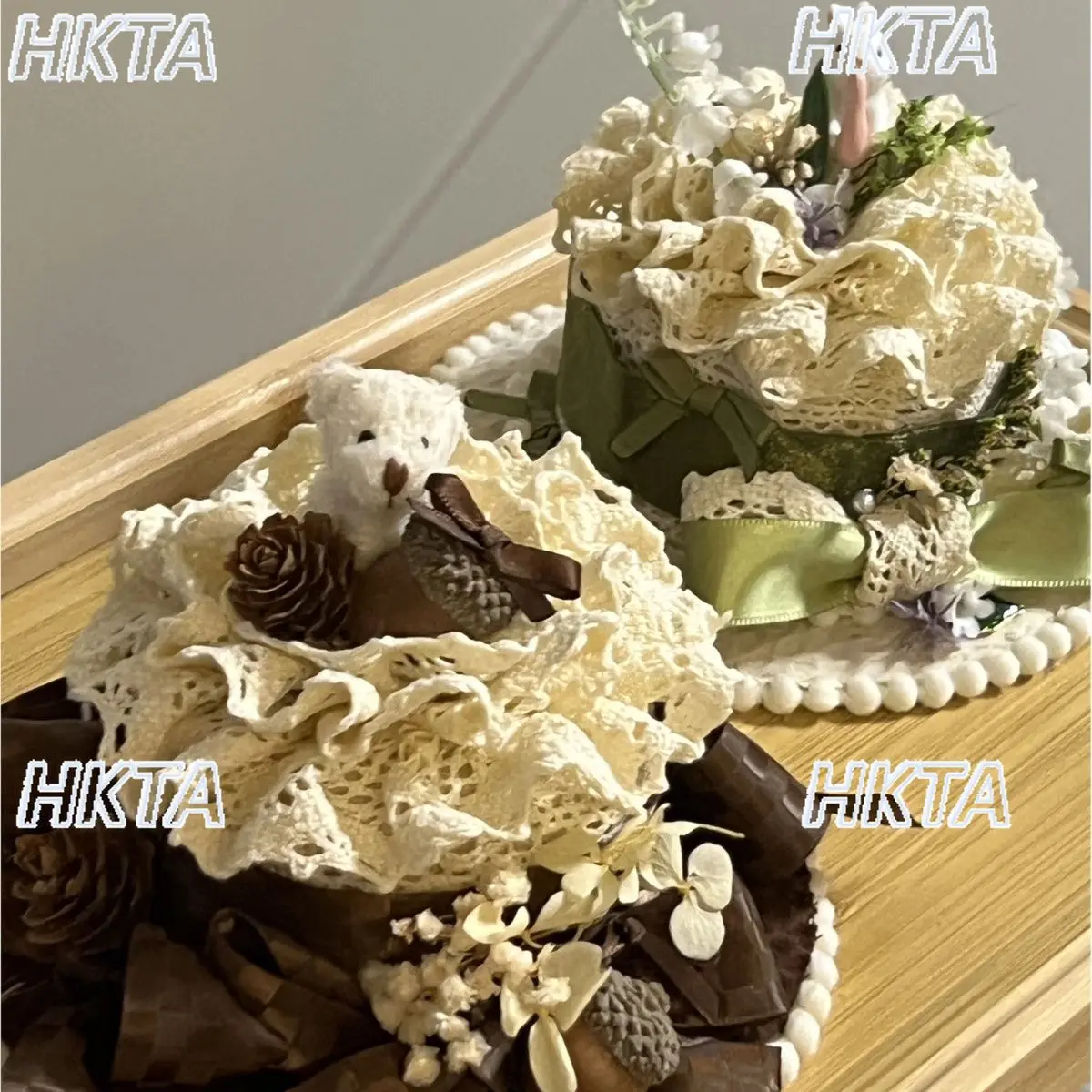 甘い手作りロリータケーキ帽子コスプレアクセサリー女性エレガントかわいい漫画弓プリーツレース誕生日小さな帽子付き女性