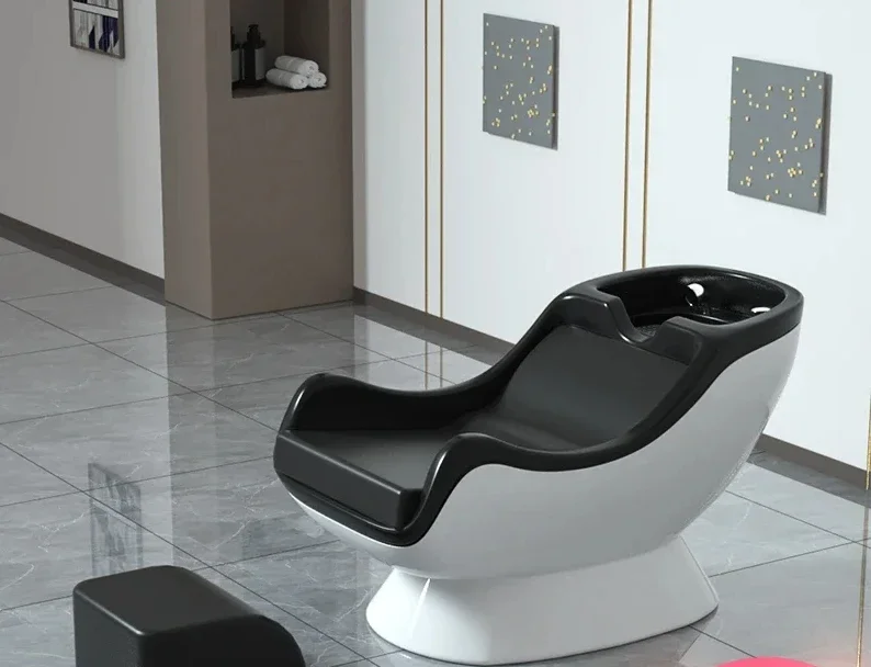 

s# A Semi-Lying Barber Shop Shampoo Chair High-End Hair Salon Flushing Bed European Simple Hair Salon