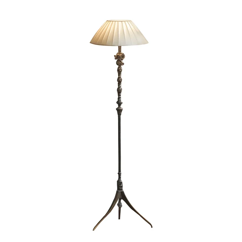 

French antique floor lamp, vertical atmosphere lamp next to sofa in living room, bedroom study, advanced sense of retro