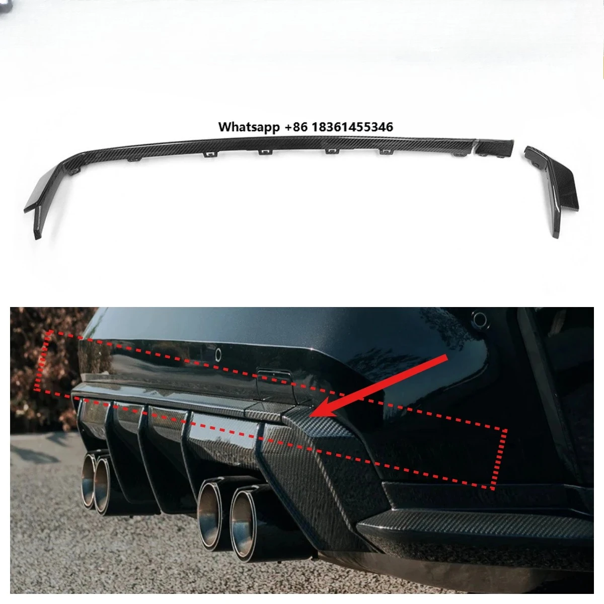 

M3 M4 Dry Carbon Fiber Rear Bumper Lip for M4 G82 G83 G80 M3 Real Carbon Car Bumper Diffuser Automotive Body Kits 3 PCS/SET