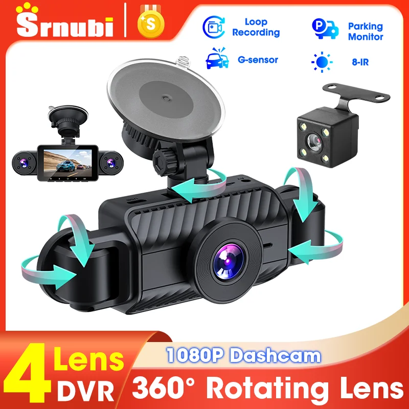 

Srnubi 4-объективная видеорегистратор, камера заднего вида, видеорегистратор 1080P, черный ящик, WIFI, автомобильный видеорегистратор, монитор ночного видения, парковочный монитор, автоаксессуары