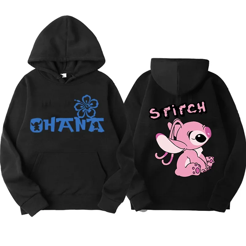 Disney Lilo & Stitch sweat à capuche femme Streetwear motif de dessin animé sweat à capuche homme rétro décontracté couleur unie Rock Lilo & Stitch Sweatshi