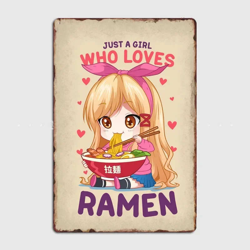 

Poster Retro Metal Posters Sign Garage Club Indoor Wall Room Decoration Home Decor A Girl Who Loves Ramen