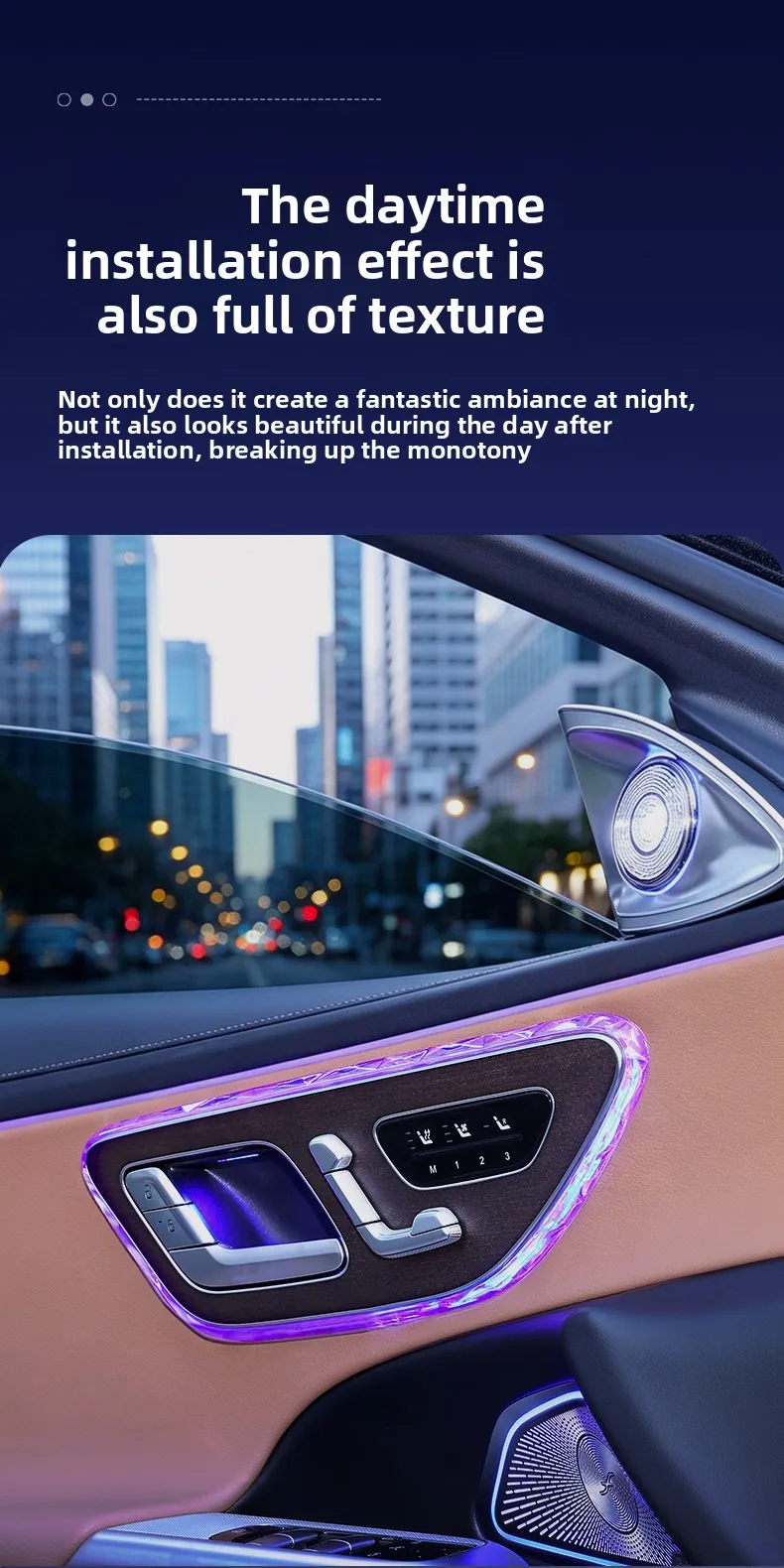 4 Stück RGB LED Kristall-Türgriffrahmen-Zierleisten für Mercedes-Benz C E GLC S Klasse W206 W214 X254 W223, Innenraum-Atmosphärenbeleuchtung – Detail 10
