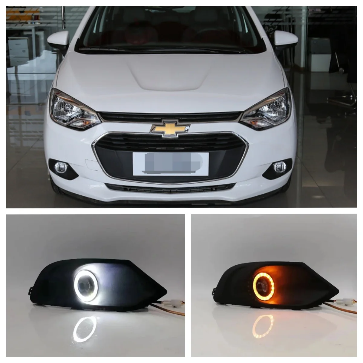 

LED Fog Lights Assembly For Chevy Chevrolet Lova RV Aveo 2016 2017 2018 Dual Color Angel Eye Daytime Running Lights Fog Lamp Kit