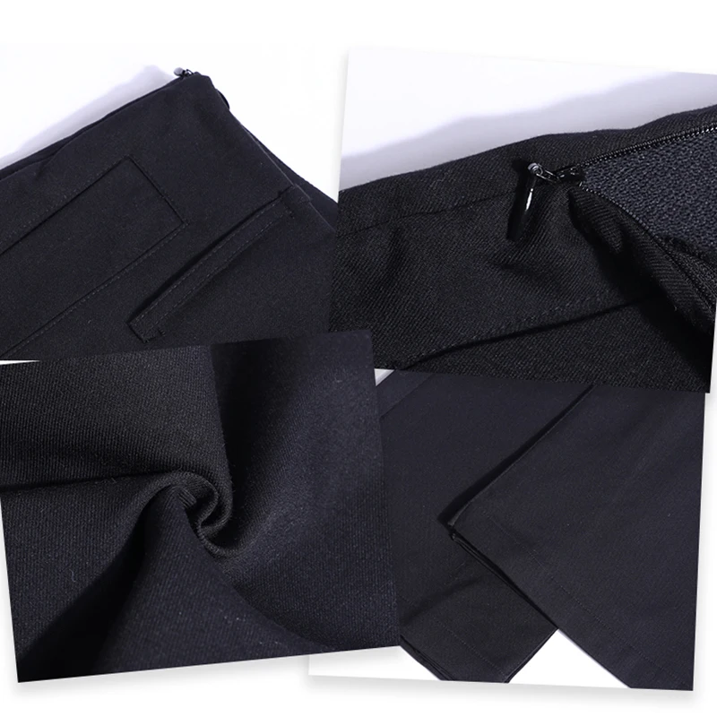 Trendy Low Waist Flare Pants Women Work Pants New Pocket Slim-Fit Casual Pants Female 80s Black Pants