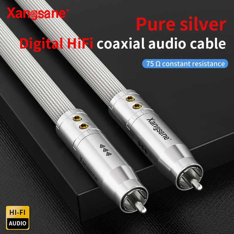 Xangsane pure silver coaxial audio cable with rhodium plated platinum plug 75 Ω cable output SPDIF digital decoding TV amplifier