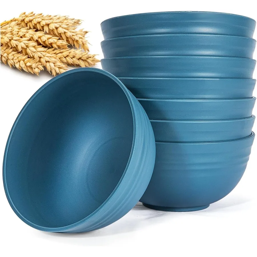 

Wheat Straw Bowl Sets 8PCS Unbreakable Wheat Straw Cereal Bowls Alternative Plastic Bowls Reusable Microwave Dishwasher Safe Id