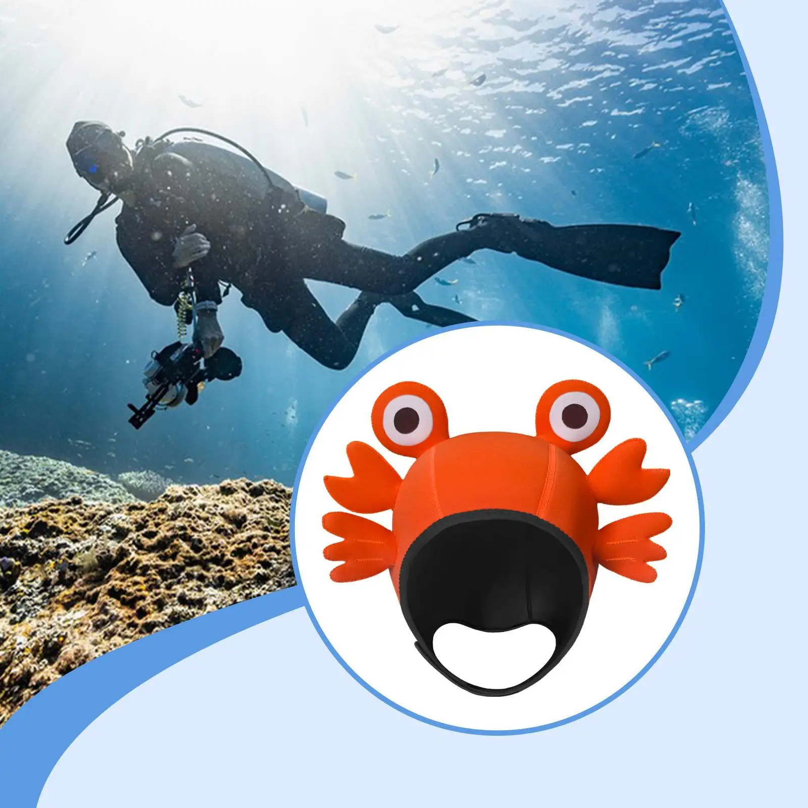 

Эластичная неопреновая шапочка для дайвинга с милым дизайном краба, защитный капюшон для гидрокостюма, головной убор для плавания, для подводного плавания, каякинга и водных видов спорта