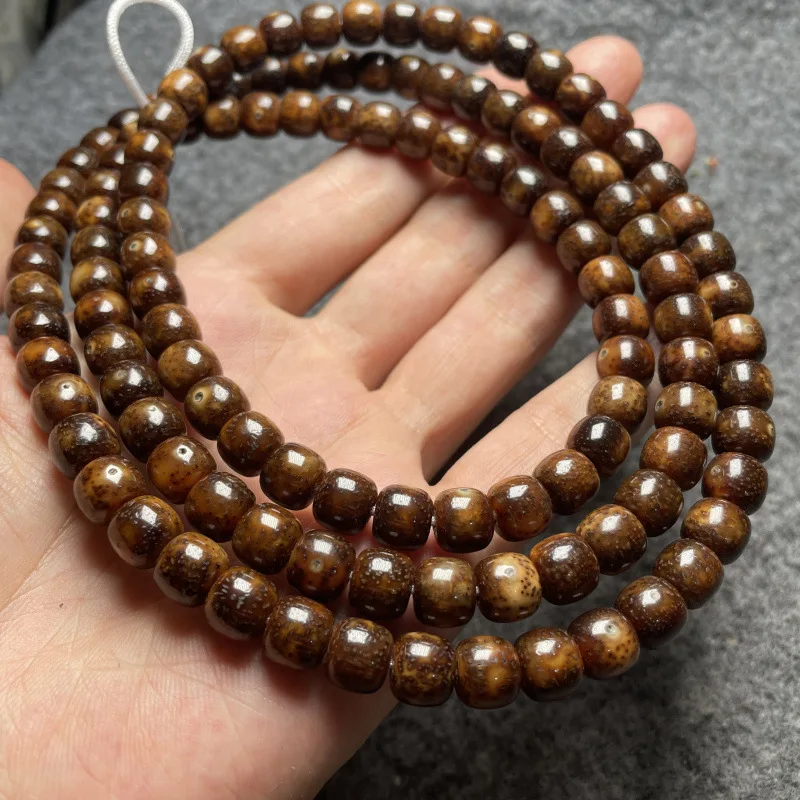 Natural Black Gold Tiger Skin Star Moon Old Seeds Xingyue Bodhi108Beads Bracelet Jadified Material Old Seeds Star and Moon Brace