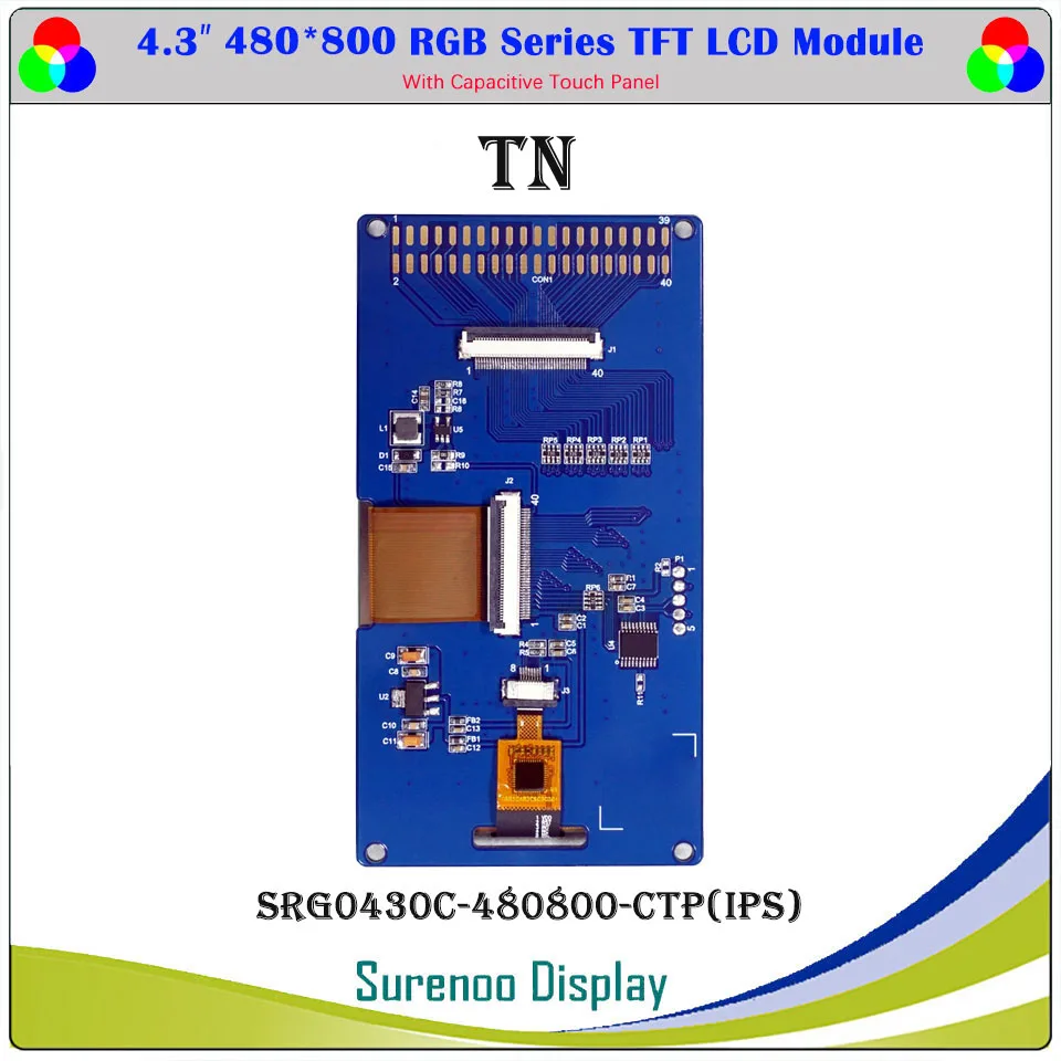 4.3 "polegadas 800*480 480*800 IPS TN 40P_RGB TFT Touch Capacitivo Módulo LCD Painel de Tela Compatível Placa Alientek STM32