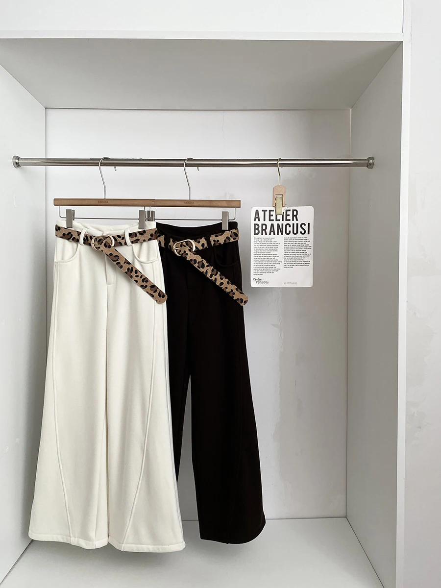 

Зимние модные брюки 2025 года в корейском стиле: утепленные флисом, с высокой талией, широкие, повседневные, для женщин, для работы и отдыха