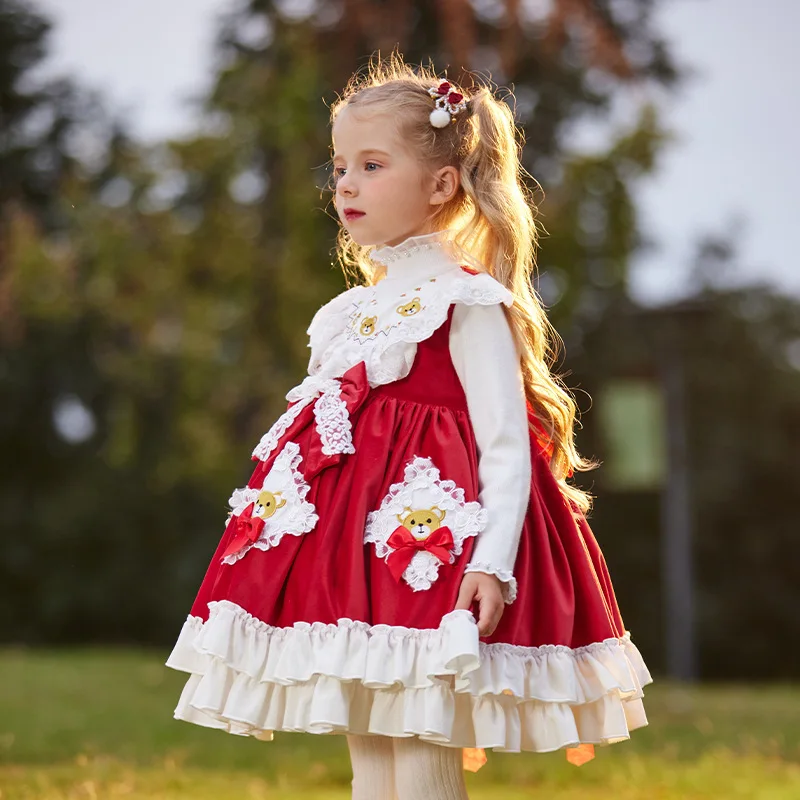 Princesa Lolita vestido de veludo para crianças, regata e fundo, vestido de princesa kawaii, traje de performance, cosplay, presente de aniversário, natal, inverno