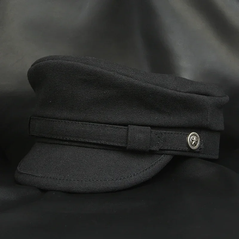 Topi pelaut wanita, gaya Militer Tentara keren mode topi Angkatan Laut atasan datar sepeda motor topi penampilan panggung topi kapten