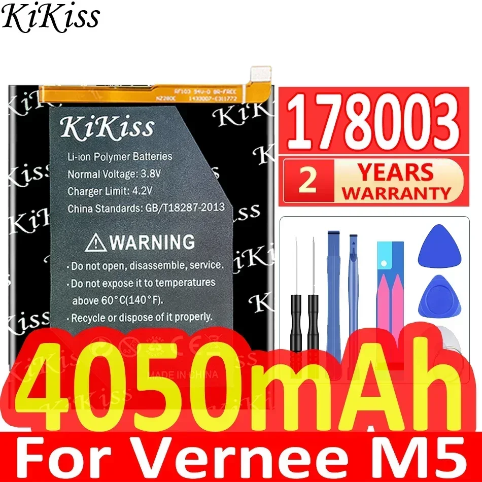 KiKiss para Vernee M5 178003   Bateria de alta qualidade 4050mAh Li-ion Bateria de substituição para smartphone VerneeM5 + ferramentas gratuitas