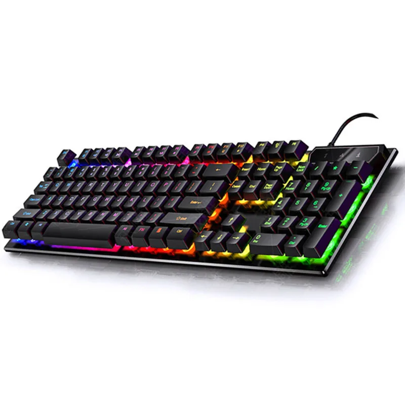 

Mechanical Feel Gaming Keyboard Wired Usb PC Backlit Gamer 104 Keys Keycaps Rainbow Keyboard Backlight For Computer Accessories