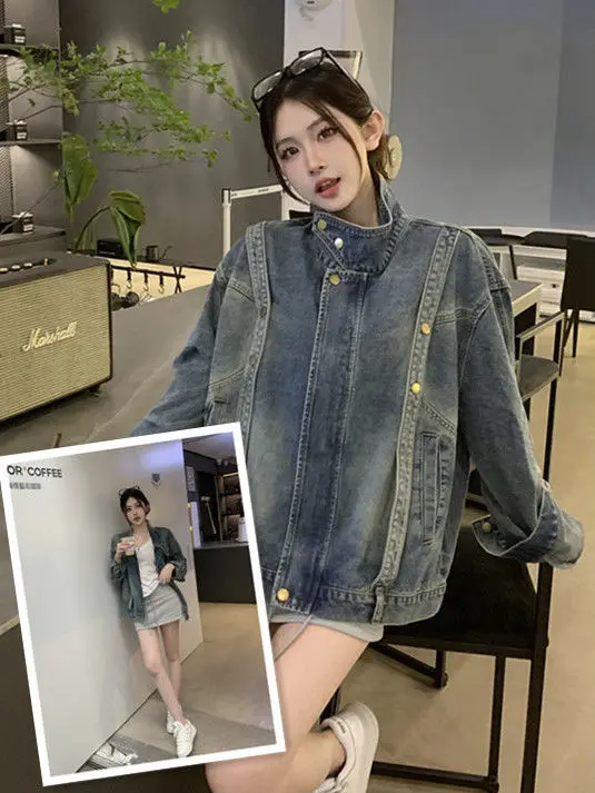 

White Jackets For Women Woman Coats Winter Racer Ladies Pure Color Korean Style Pocket Front Basic Slim-Fit Button Simple Solid