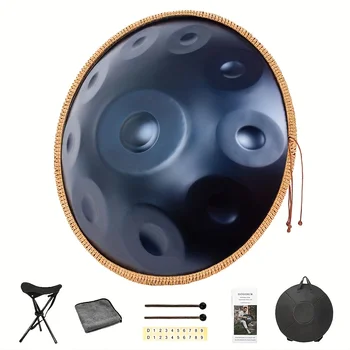 440Hz，High Quality 10-Piece Handpan Drum, 18-Inch D Minor Kurd Steel Tongue Drum, Suitable For Adult Yoga And Meditation