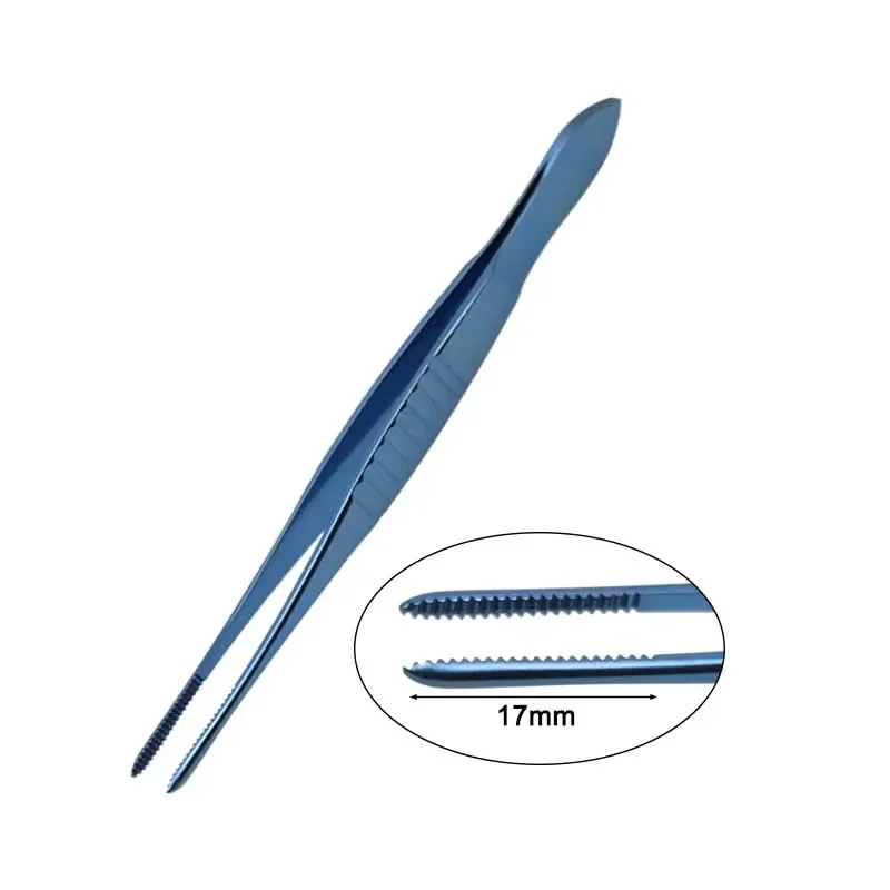 GREATLH Titanium Ophthalmic Tweezers with Teeth 17mm Head Clamp Forceps Ophthalmic Surgery Instrument