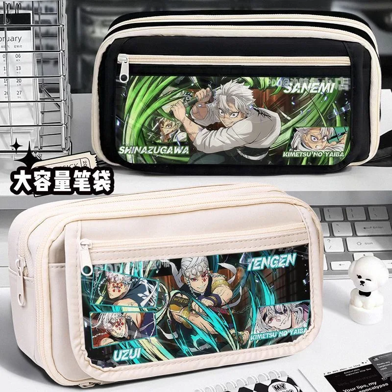 Demon Slayer Anime Cartoon Bag Pencil Case Large Capacity Tanjiro Nezuko Inosuke Kochou Shinobu Rengoku Kyoujurou Student Gift view 4