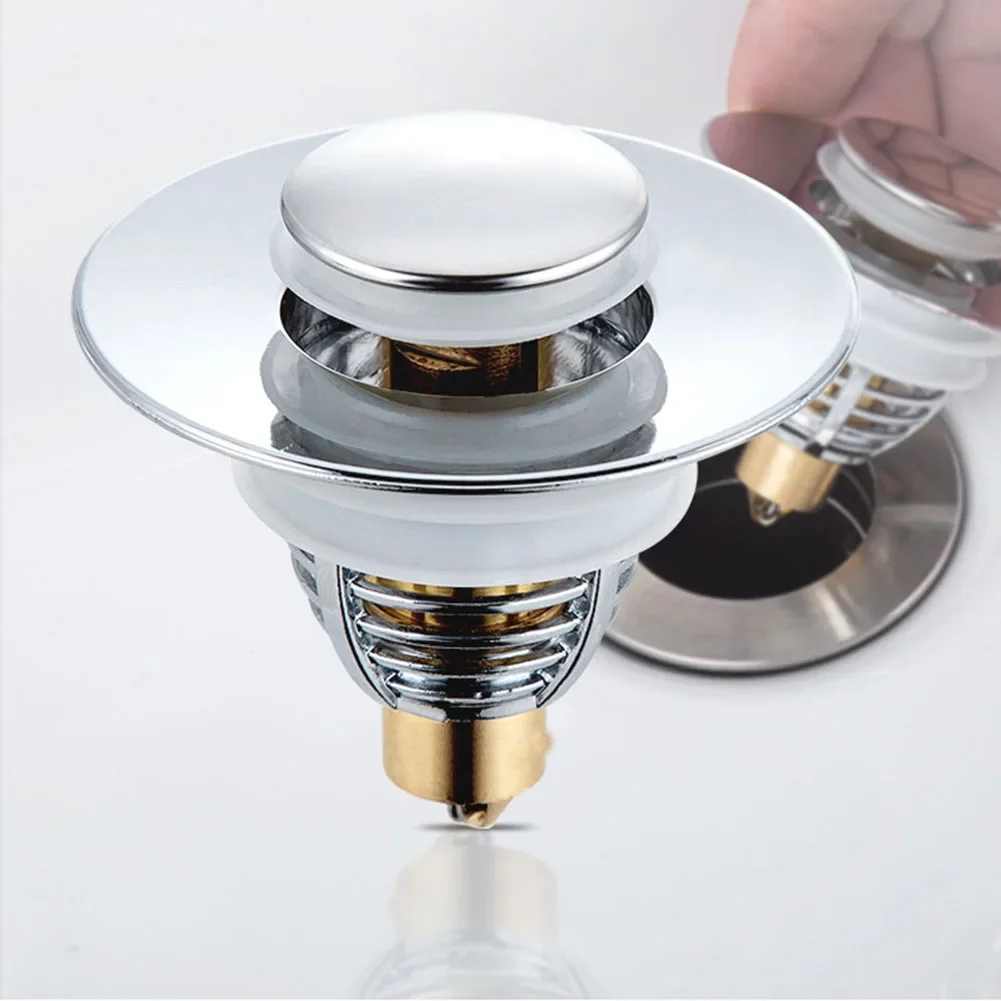 Core Universal Pop-Up Bounce Wash Basin Drain Filter Push-type Hair Catcher Sink Bathtub Plug Trap Stopper Kitchen Bathroom Tool